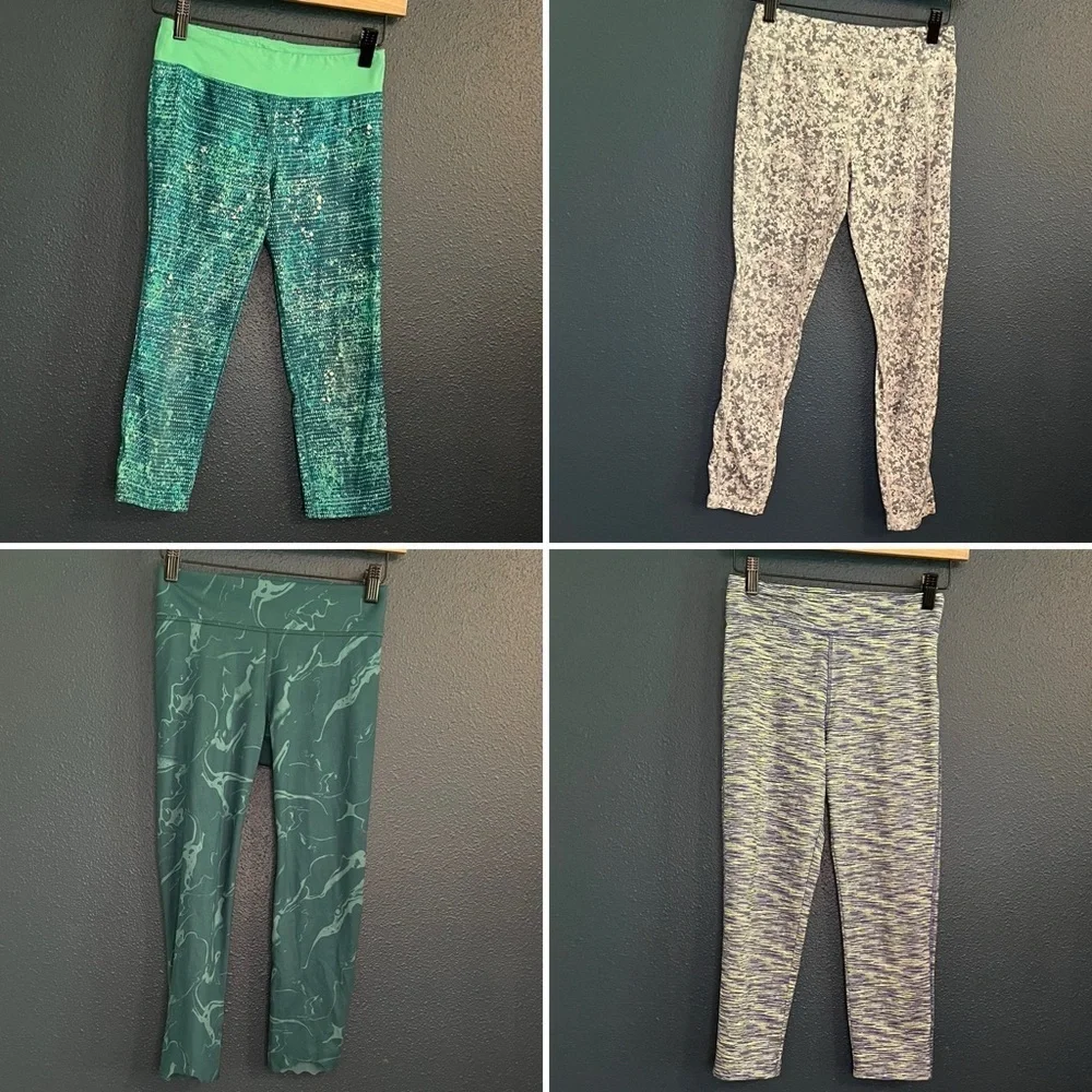 4 Pair Girls’ Athletic Leggings Bundle – Size (10/12)